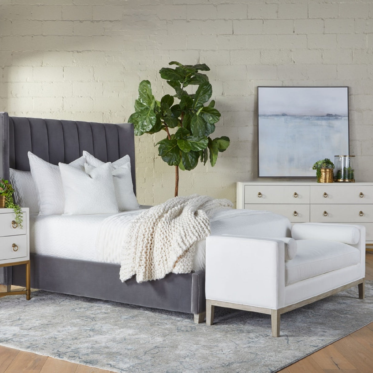 White Upholstered Bench | Oroa.com