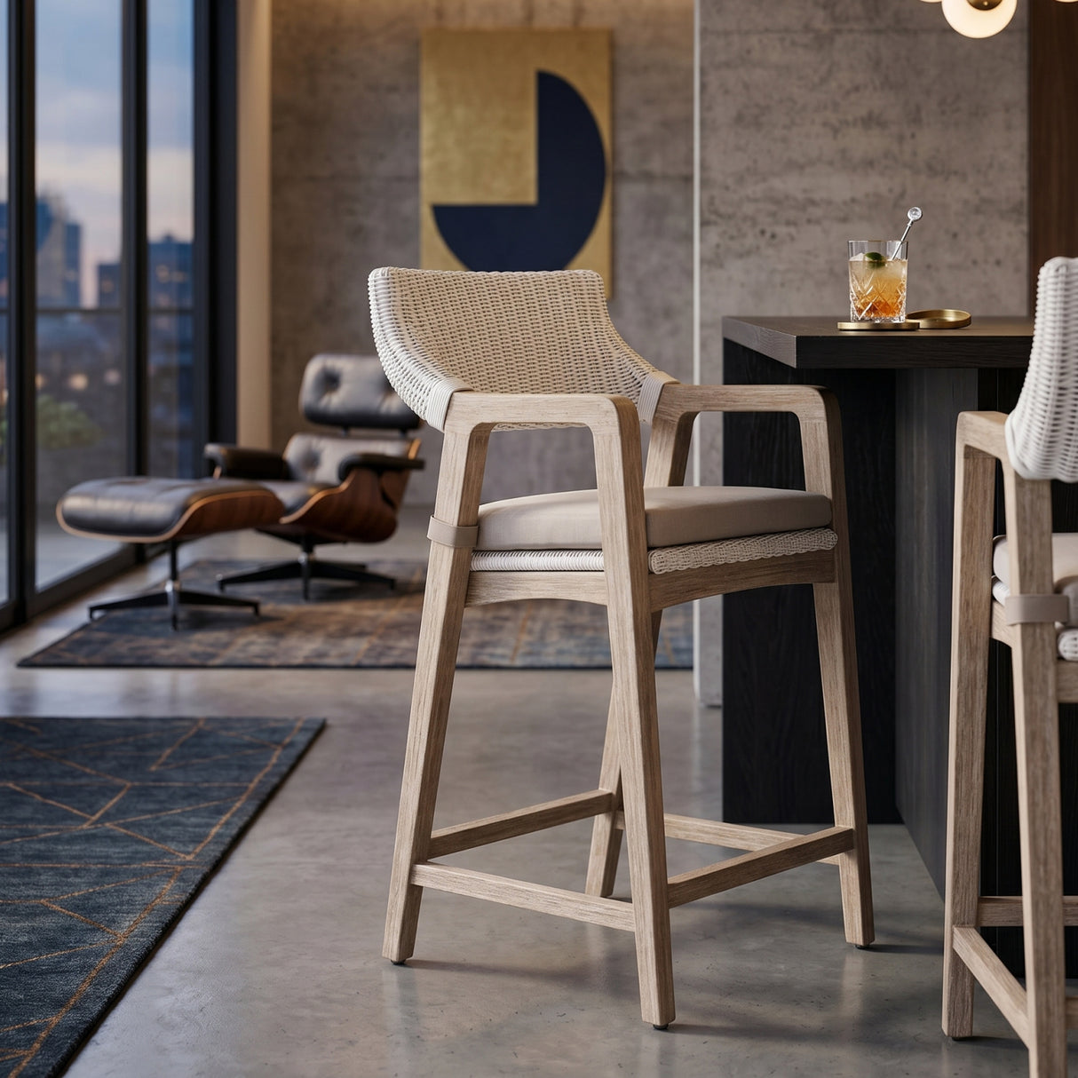 White Rattan Counter Stool | Oroa.com