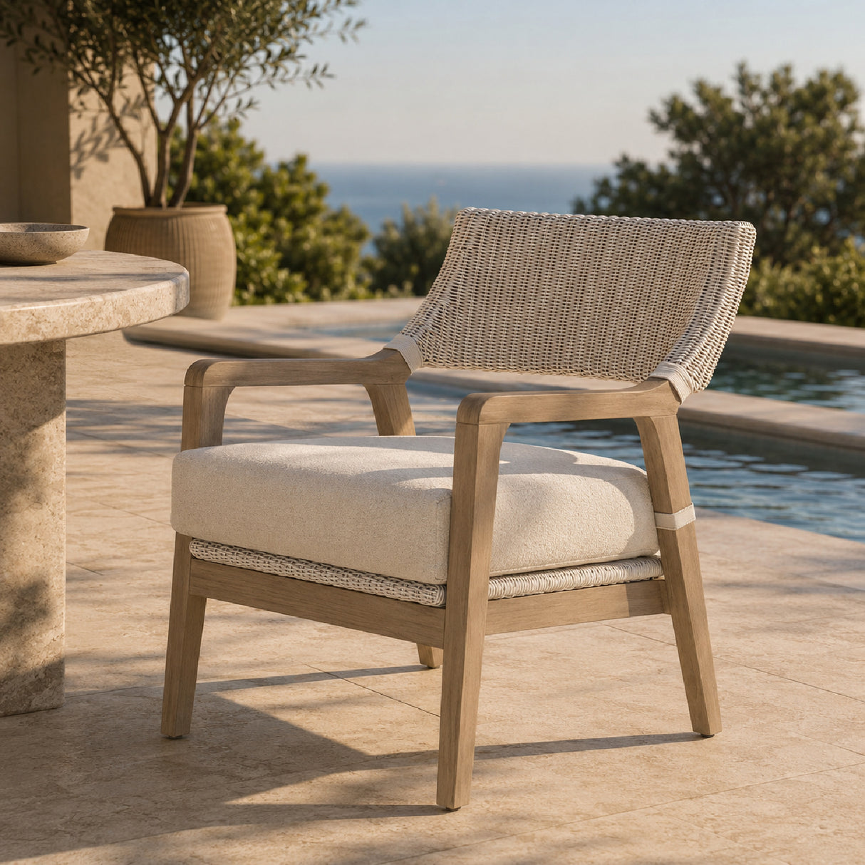 Modern European furniture - White Rattan Outdoor Club Chair - www.oroa.com | Oroa.com