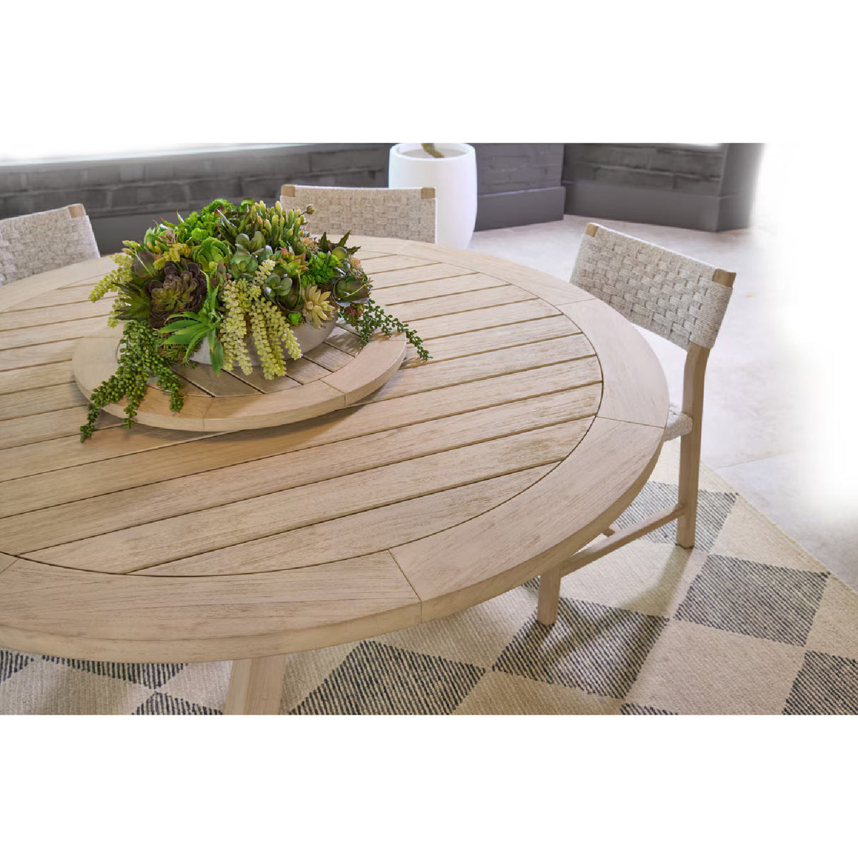 Round Teak Outdoor Dining Table | Oroa.com