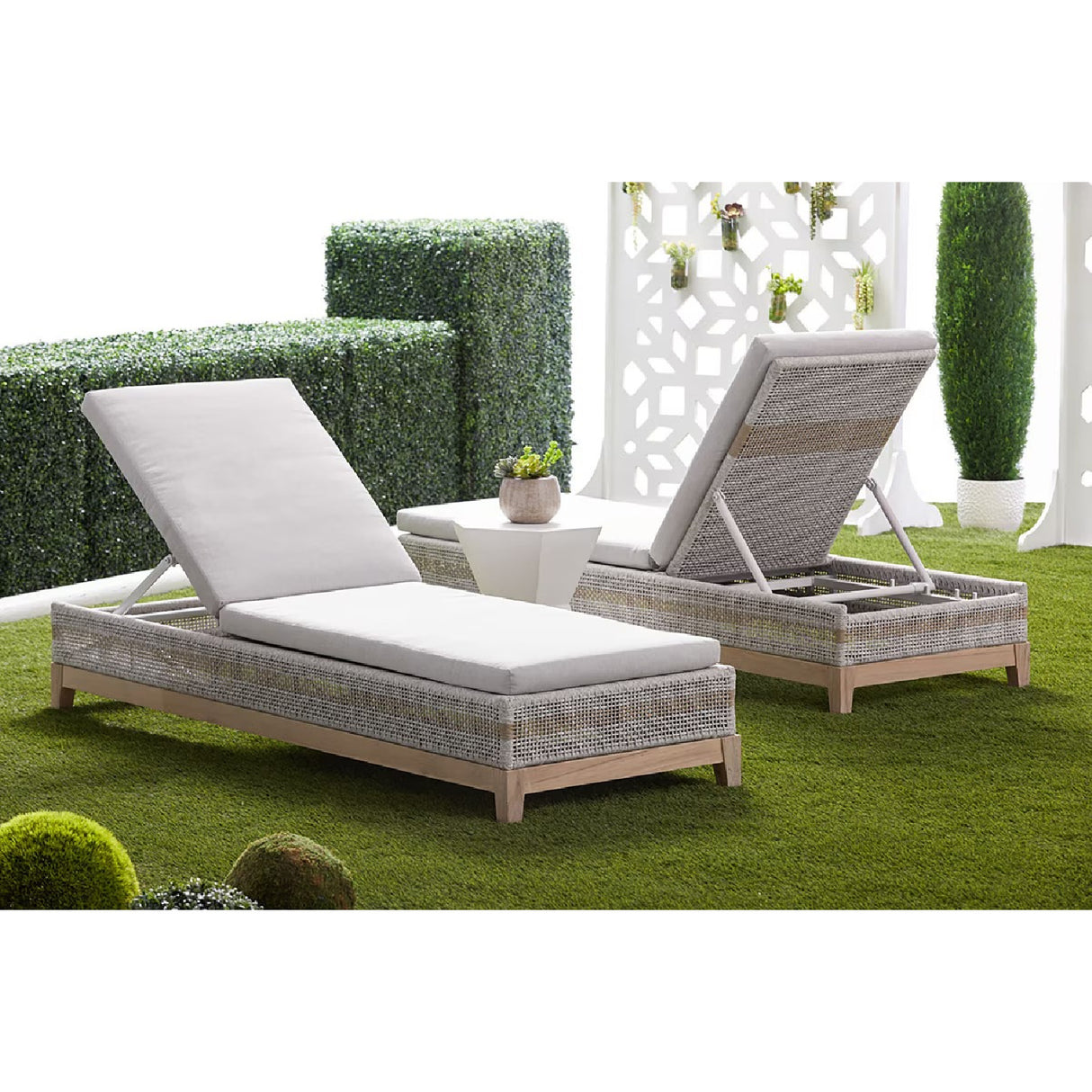 Taupe Stripes Outdoor Chaise Lounge | Oroa.com