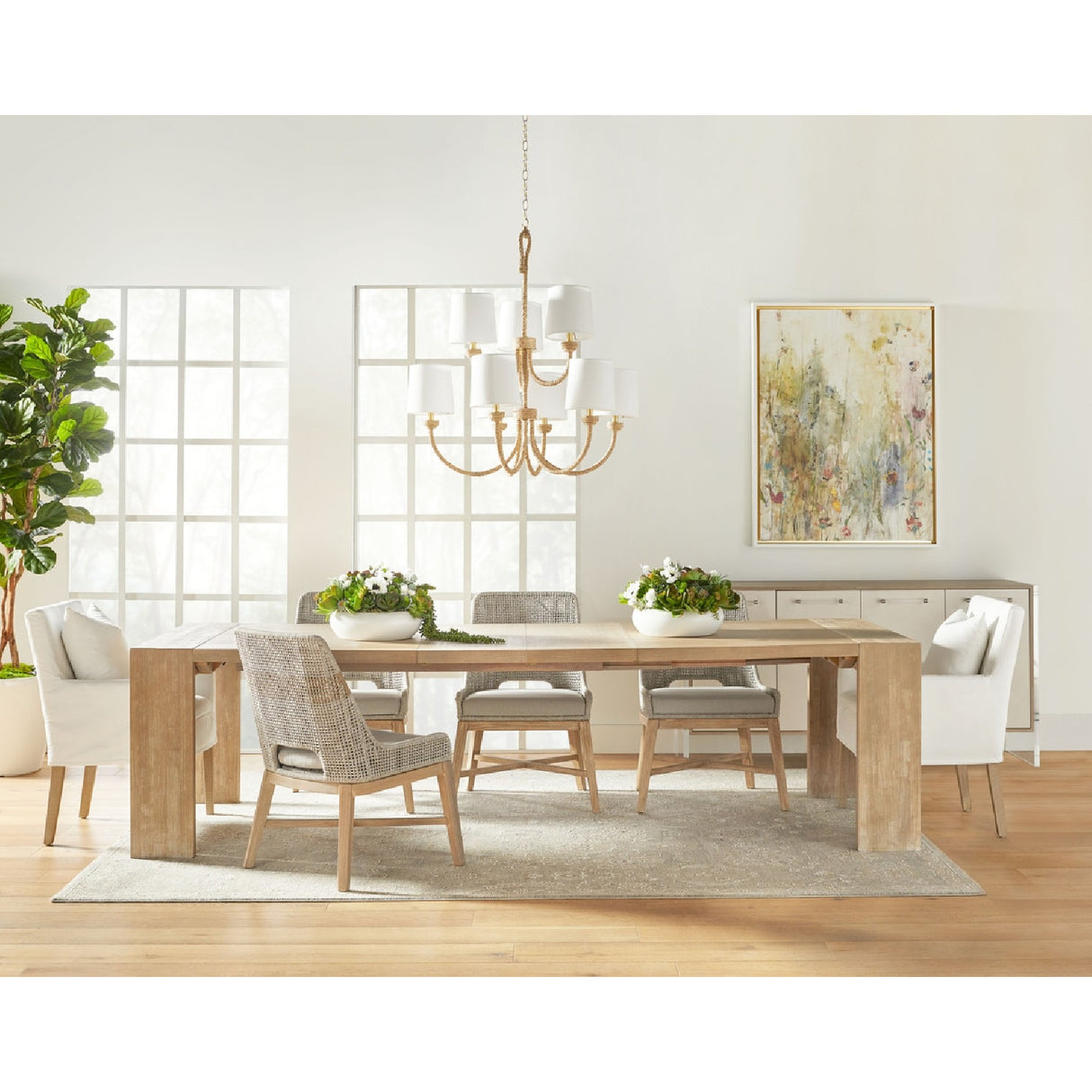 Taupe Stripe Rope Dining Chairs (2) | Oroa.com