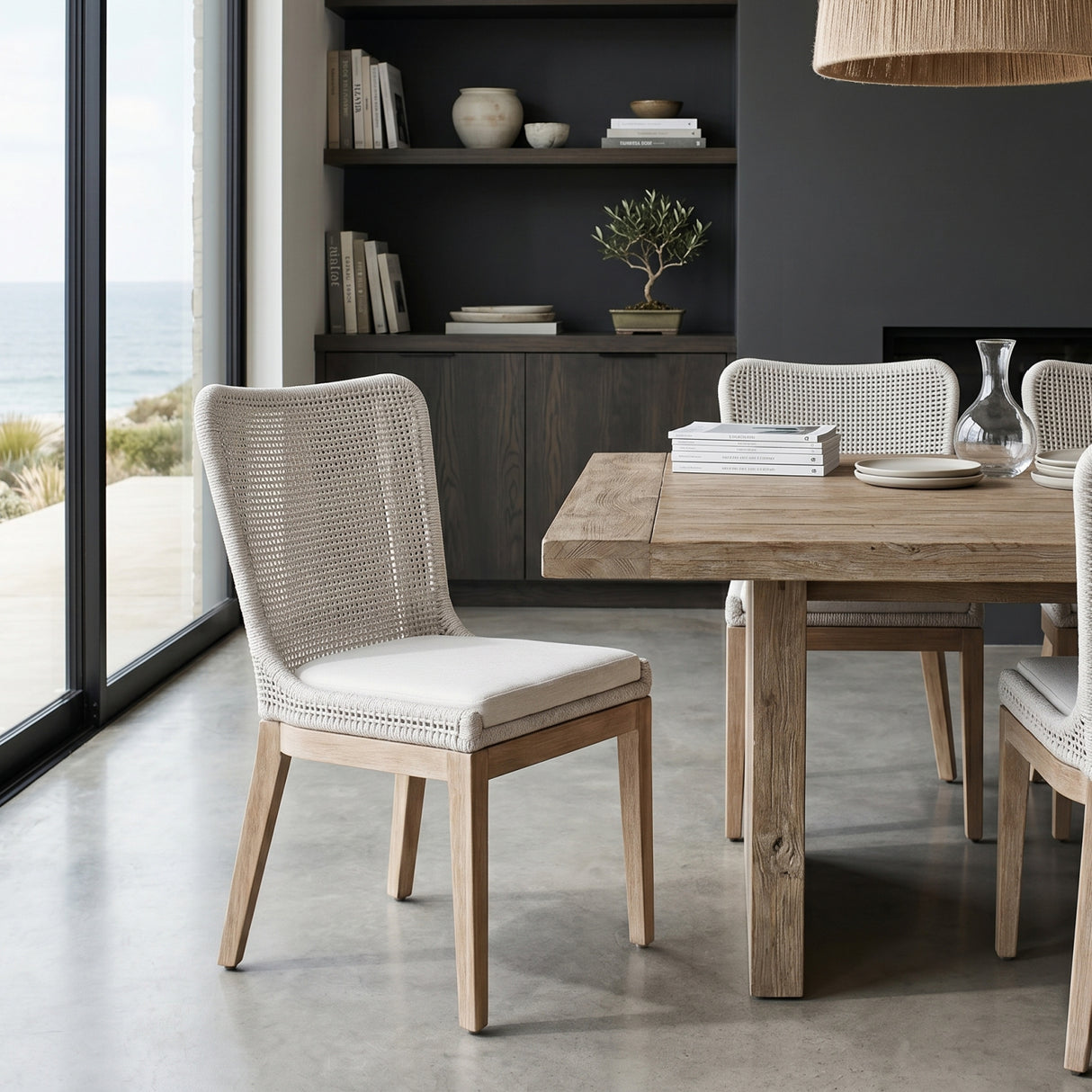 White Speckle Rope Dining Chairs (2) | Oroa.com