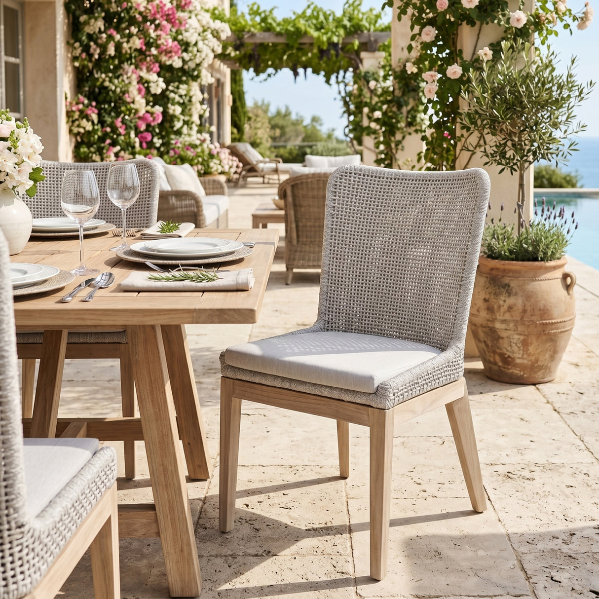 White Rope Outdoor Dining Chairs (2) | Oroa.com
