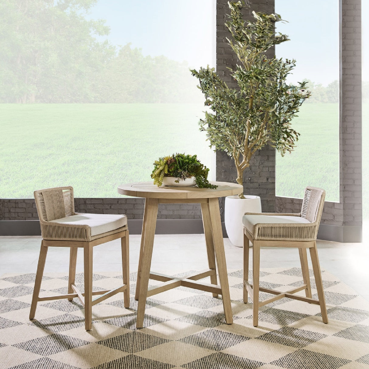 Beige Rope Outdoor Counter Stool | Oroa.com
