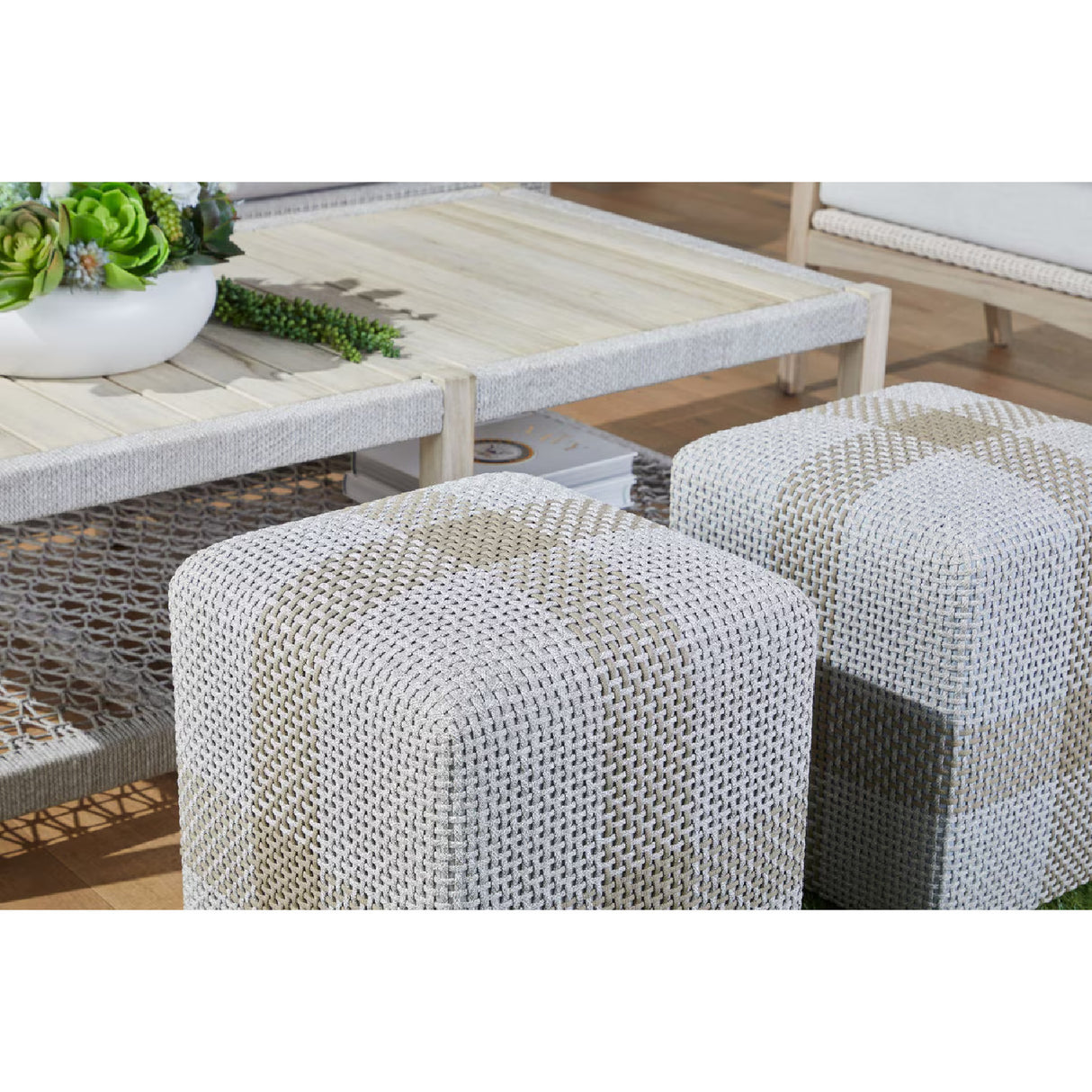 Modern European furniture - Woven Flat Rope Indoor/Outdoor Ottoman - www.oroa.com | Oroa.com