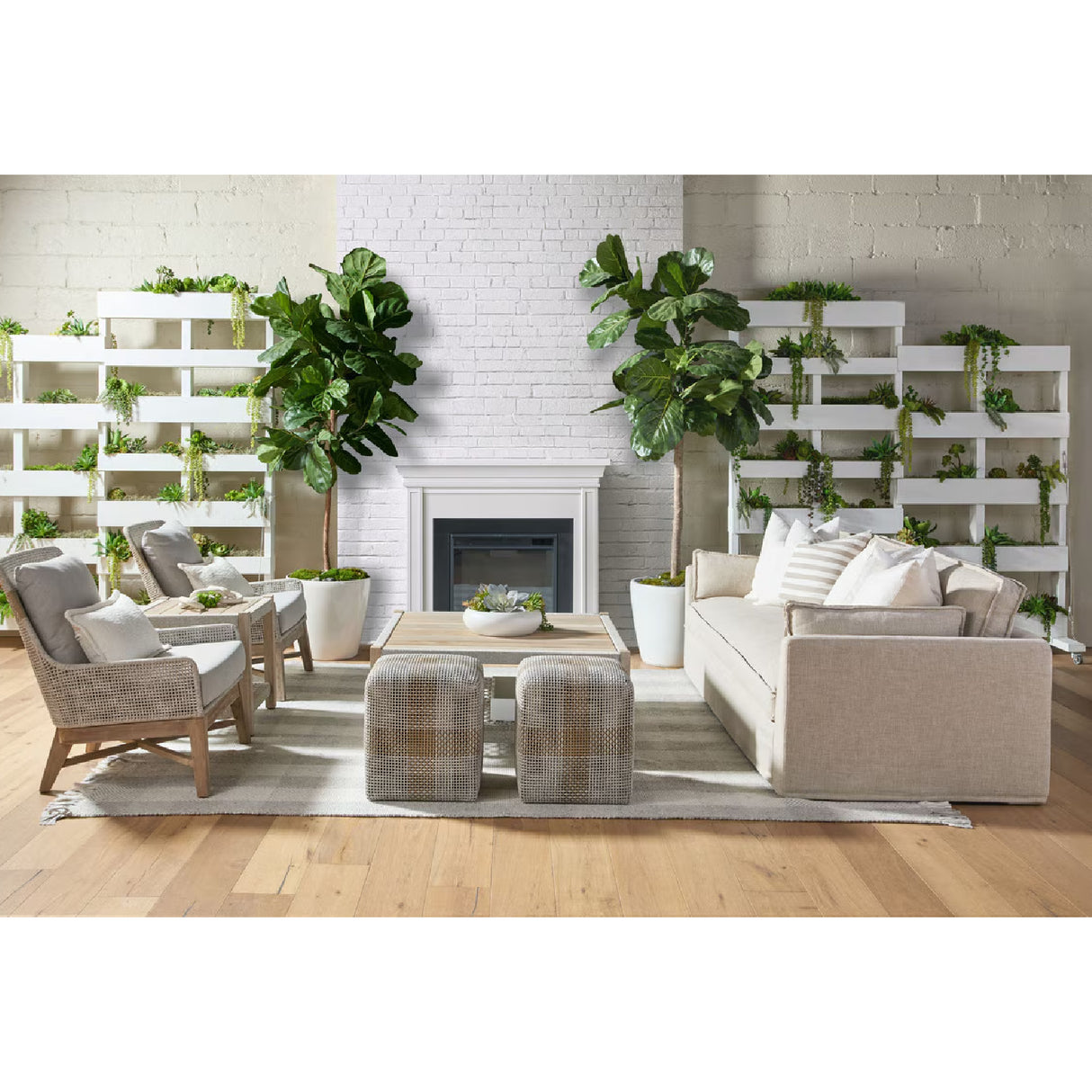 Modern European furniture - Woven Flat Rope Indoor/Outdoor Ottoman - www.oroa.com | Oroa.com