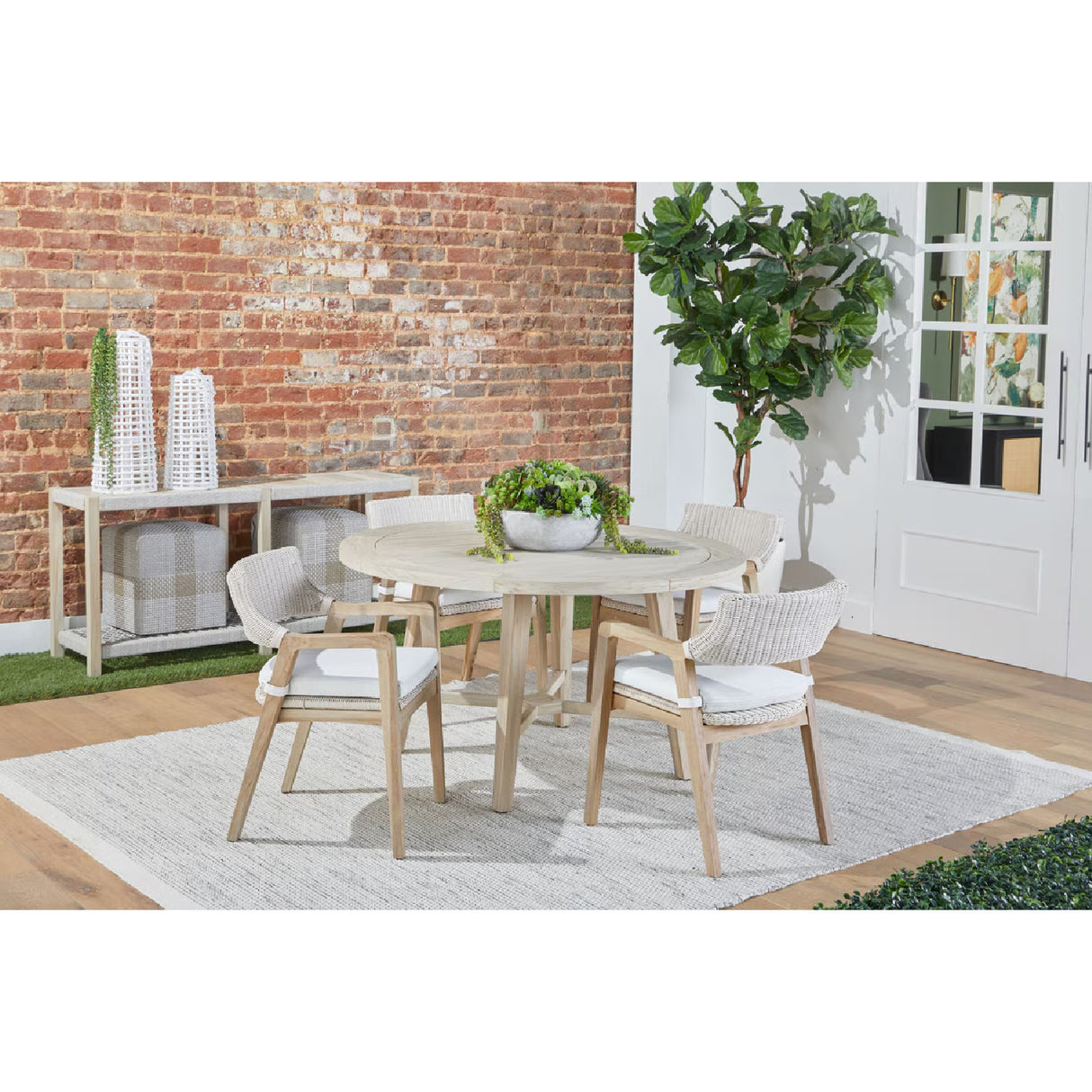 Modern European furniture - Woven Flat Rope Indoor/Outdoor Ottoman - www.oroa.com | Oroa.com