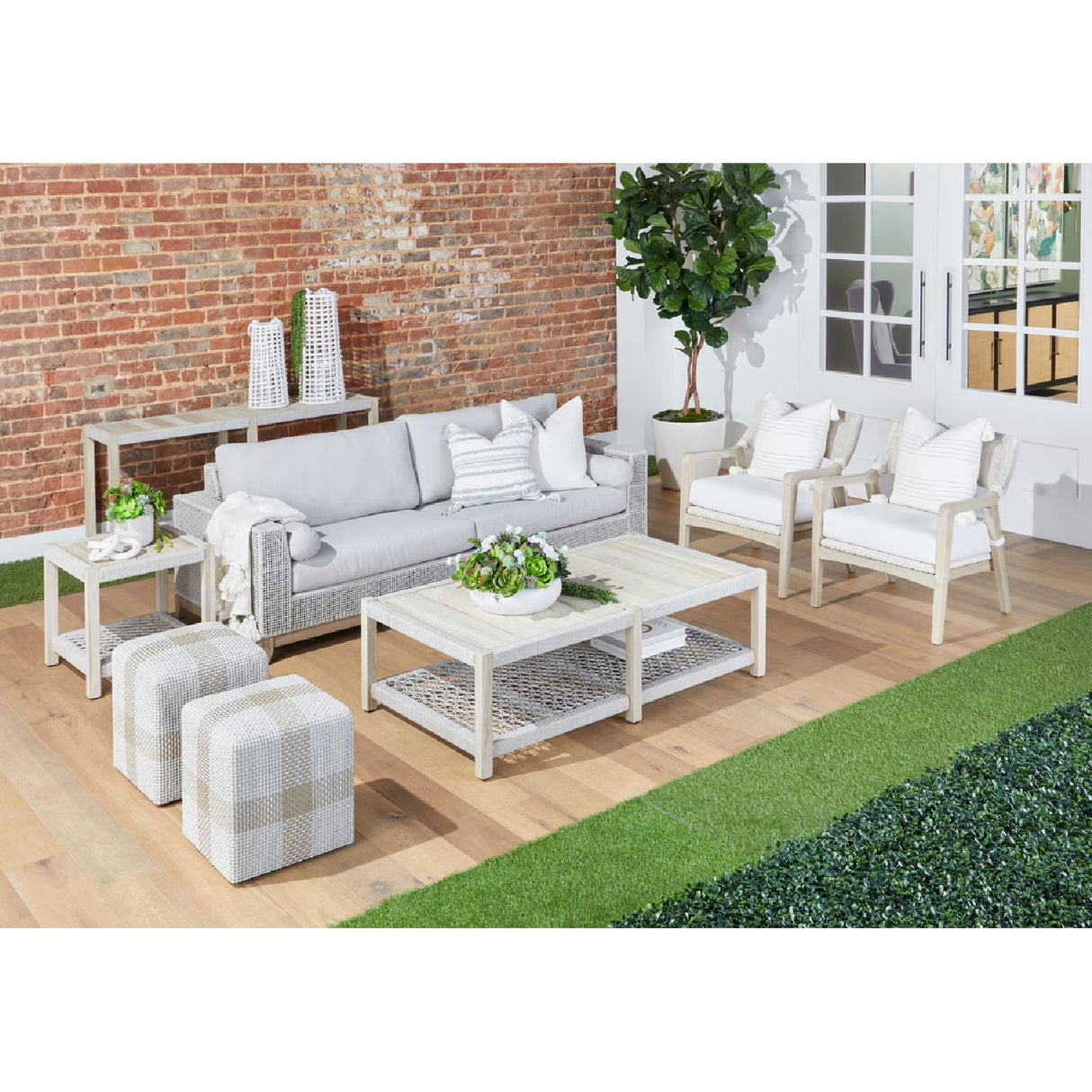 Modern European furniture - Woven Flat Rope Indoor/Outdoor Ottoman - www.oroa.com | Oroa.com