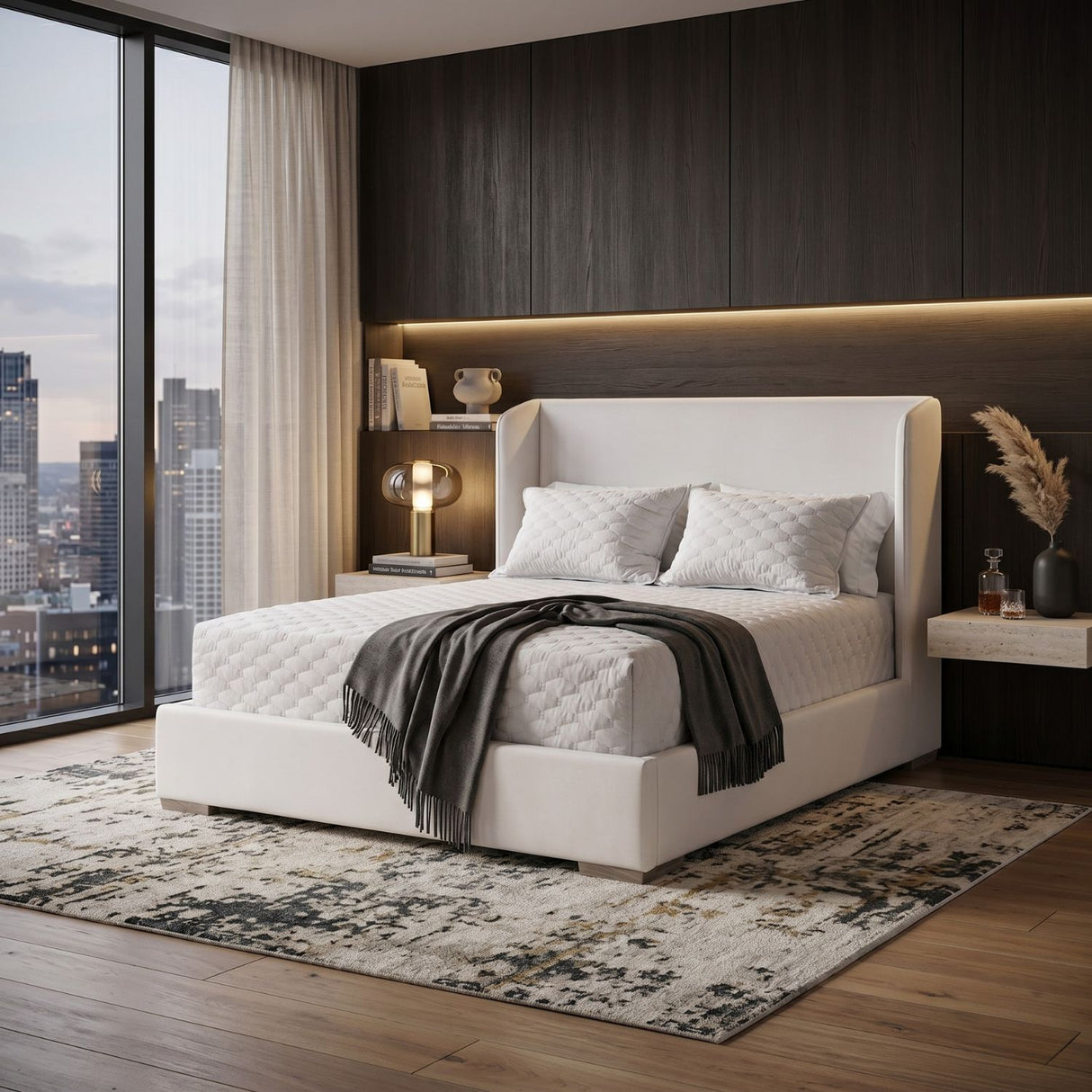 White Upholstered Queen Bed | Oroa.com