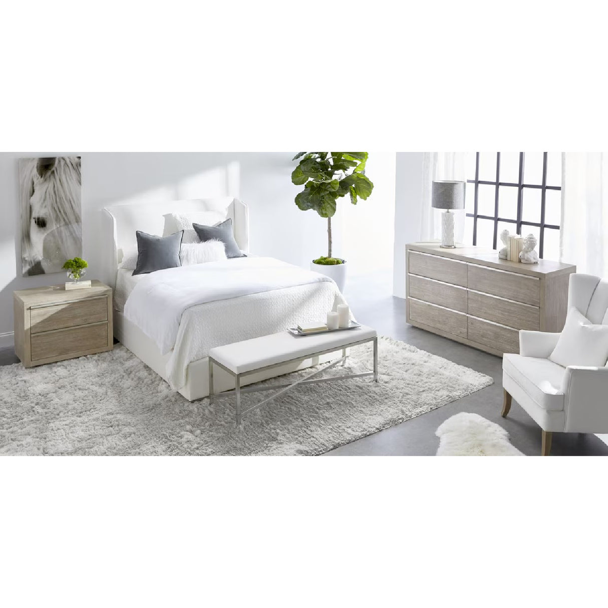 White Upholstered Queen Bed | Oroa.com