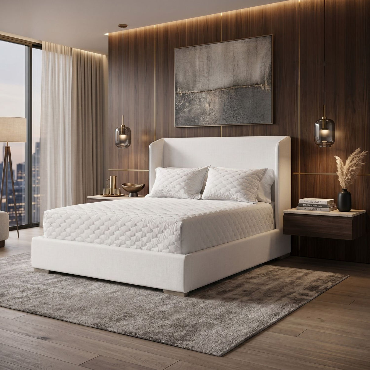 White Upholstered California King Bed | Oroa.com
