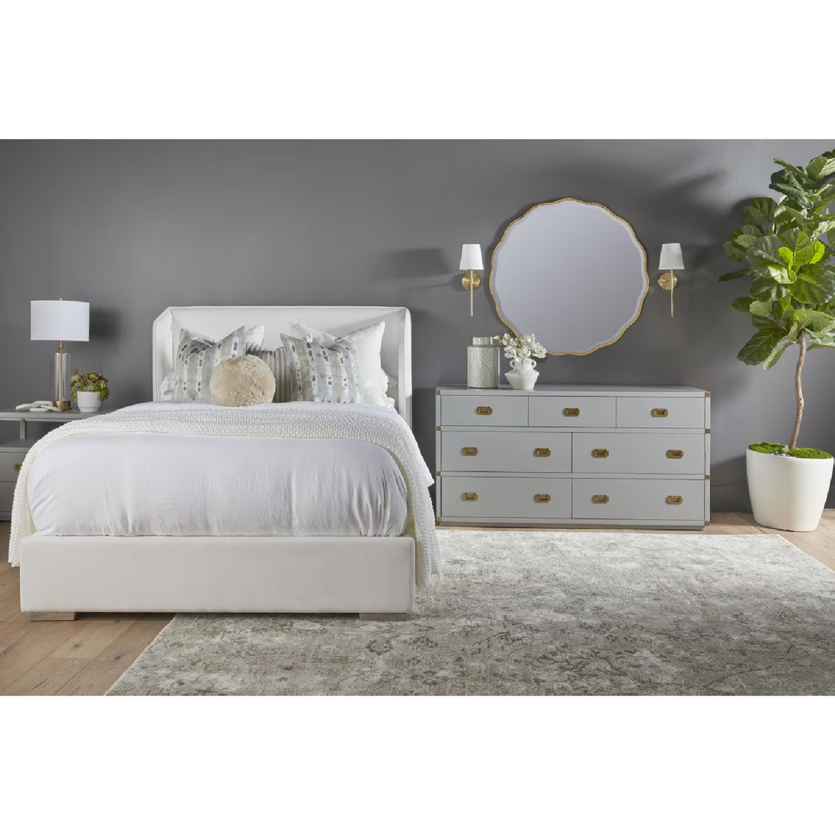 White Upholstered California King Bed | Oroa.com