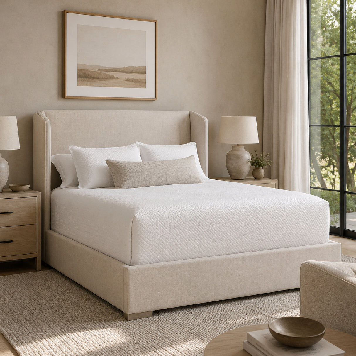 Modern European furniture - Winged Headboard Kind Bed - www.oroa.com | Oroa.com