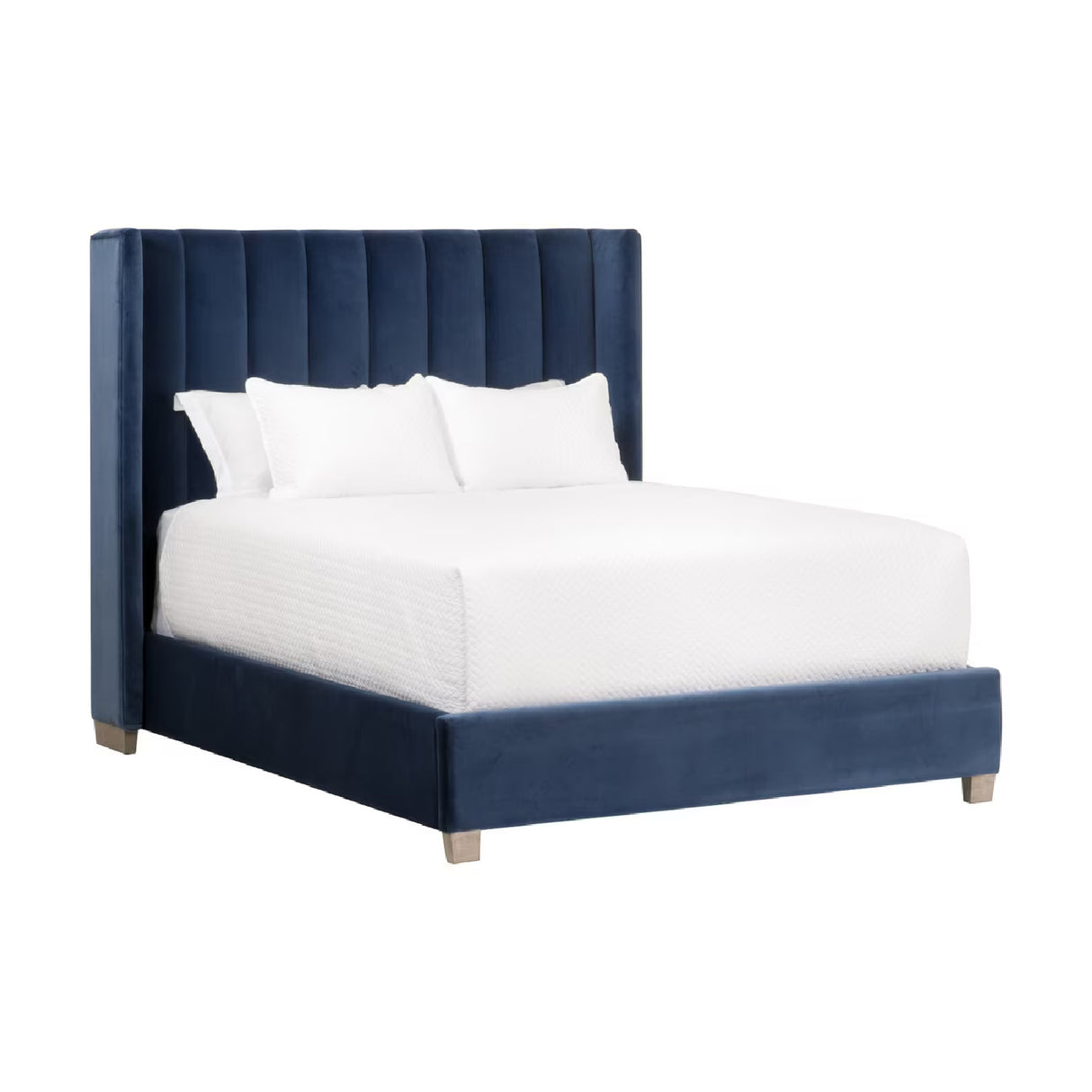 Modern European furniture - Velvet Channeled Queen Bed - www.oroa.com | Oroa.com
