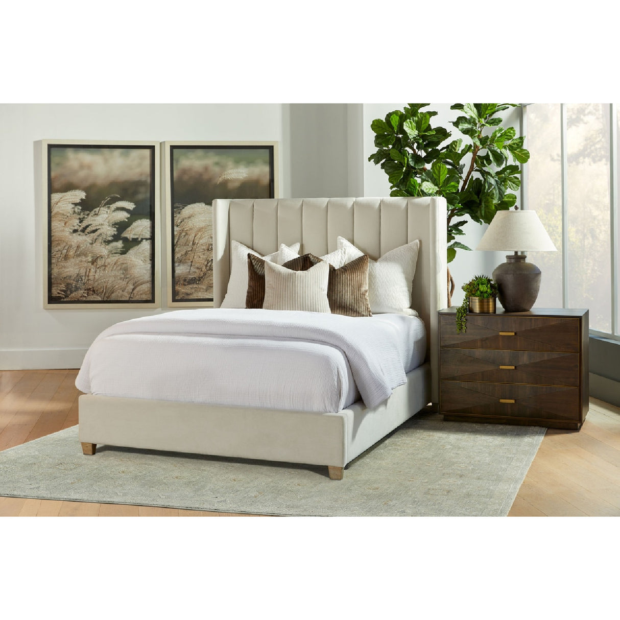 Channeled Velvet King Bed | Oroa.com