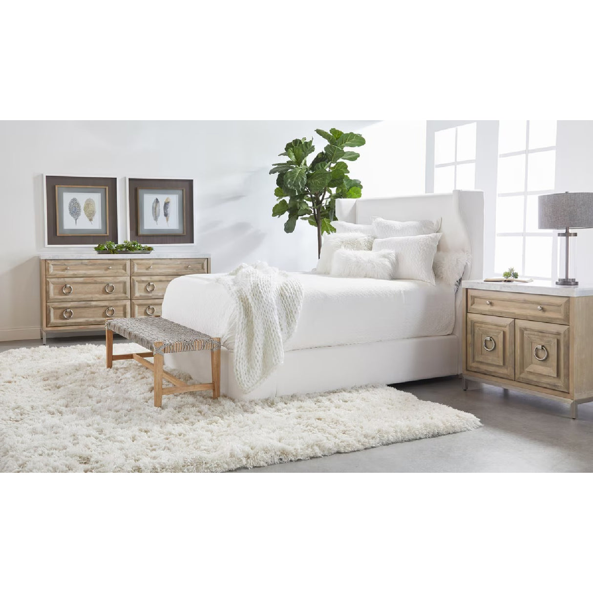 Wing-Shaped Headboard Queen Bed | Oroa.com