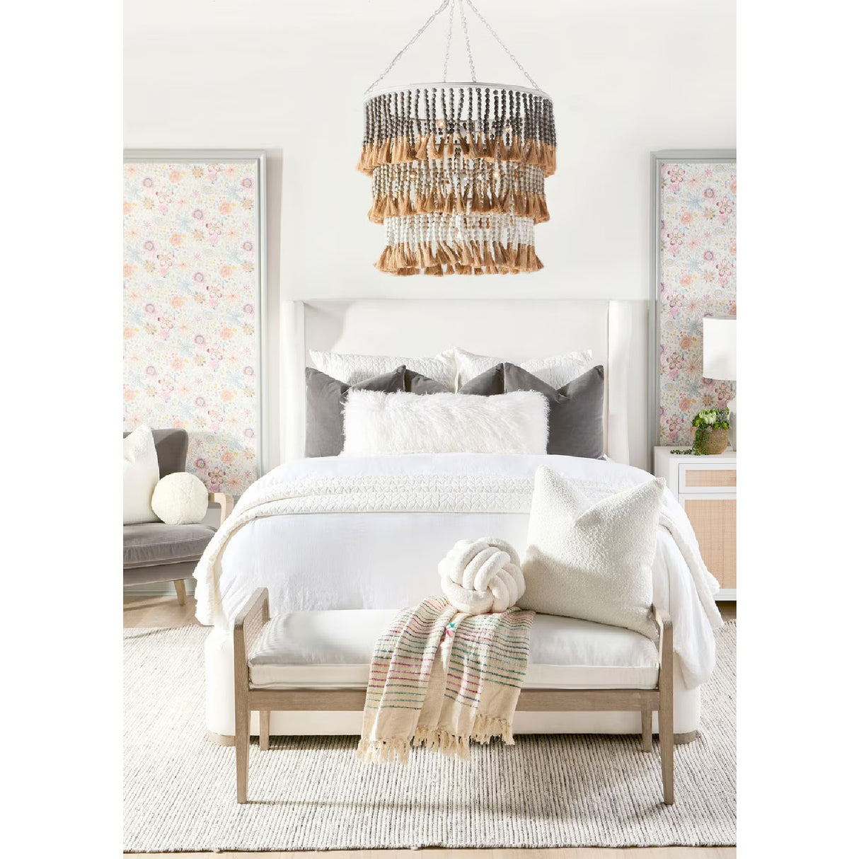 Wing-Shaped Headboard Queen Bed | Oroa.com