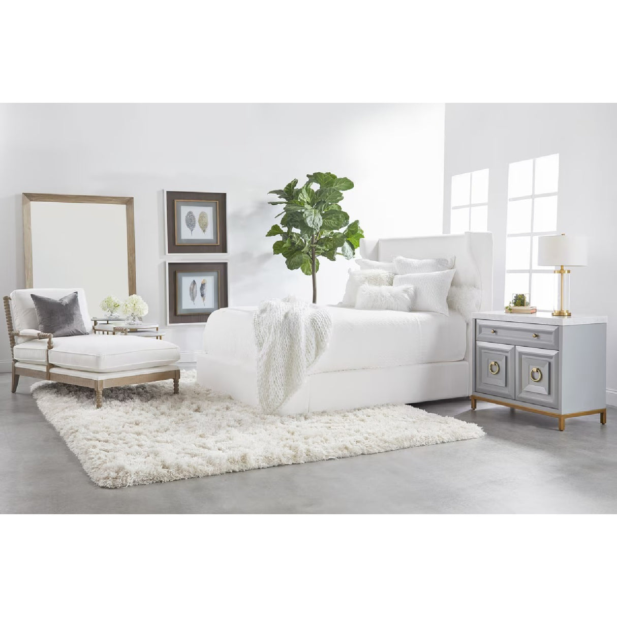 Wing-Shaped Headboard Queen Bed | Oroa.com