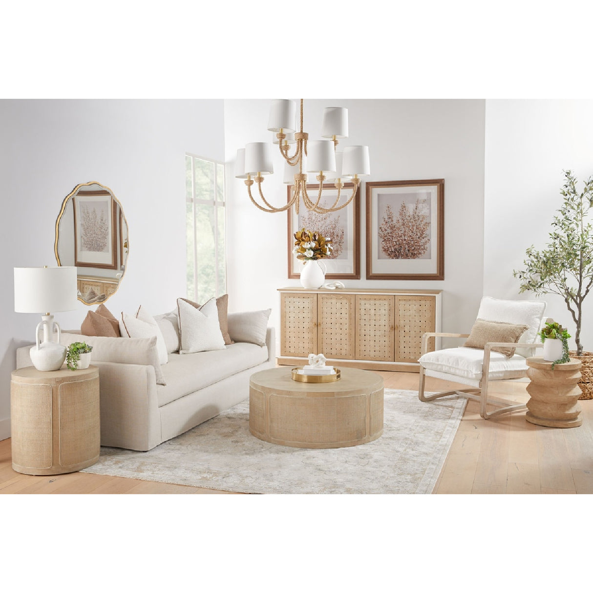 Pine Wood Cylindrical Accent Table | Oroa.com