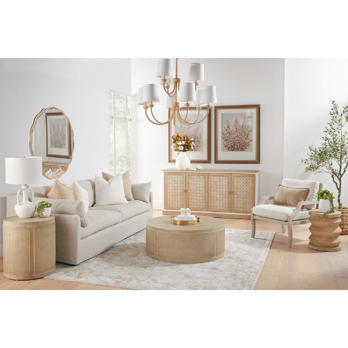 Pine Wood Cylindrical Accent Table | Oroa.com