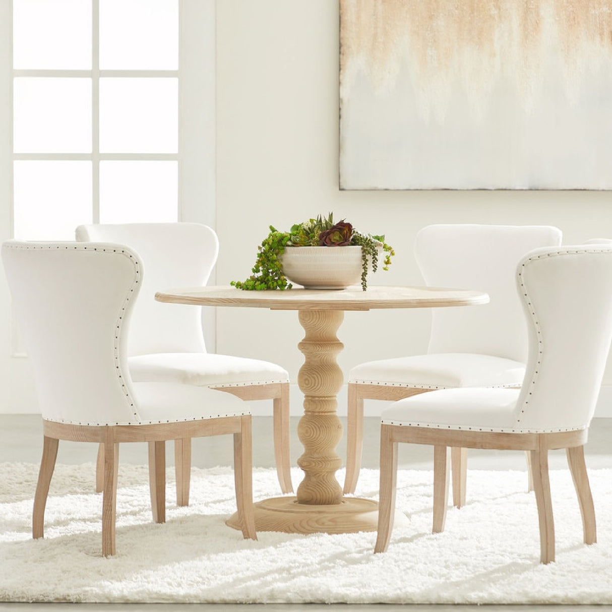 Gray Pine Round Dining Table | Oroa.com