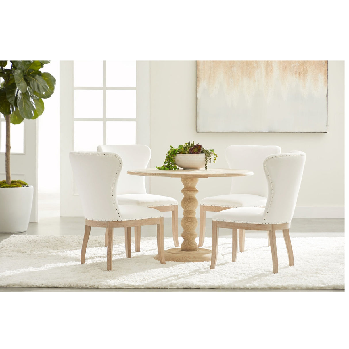 Gray Pine Round Dining Table | Oroa.com