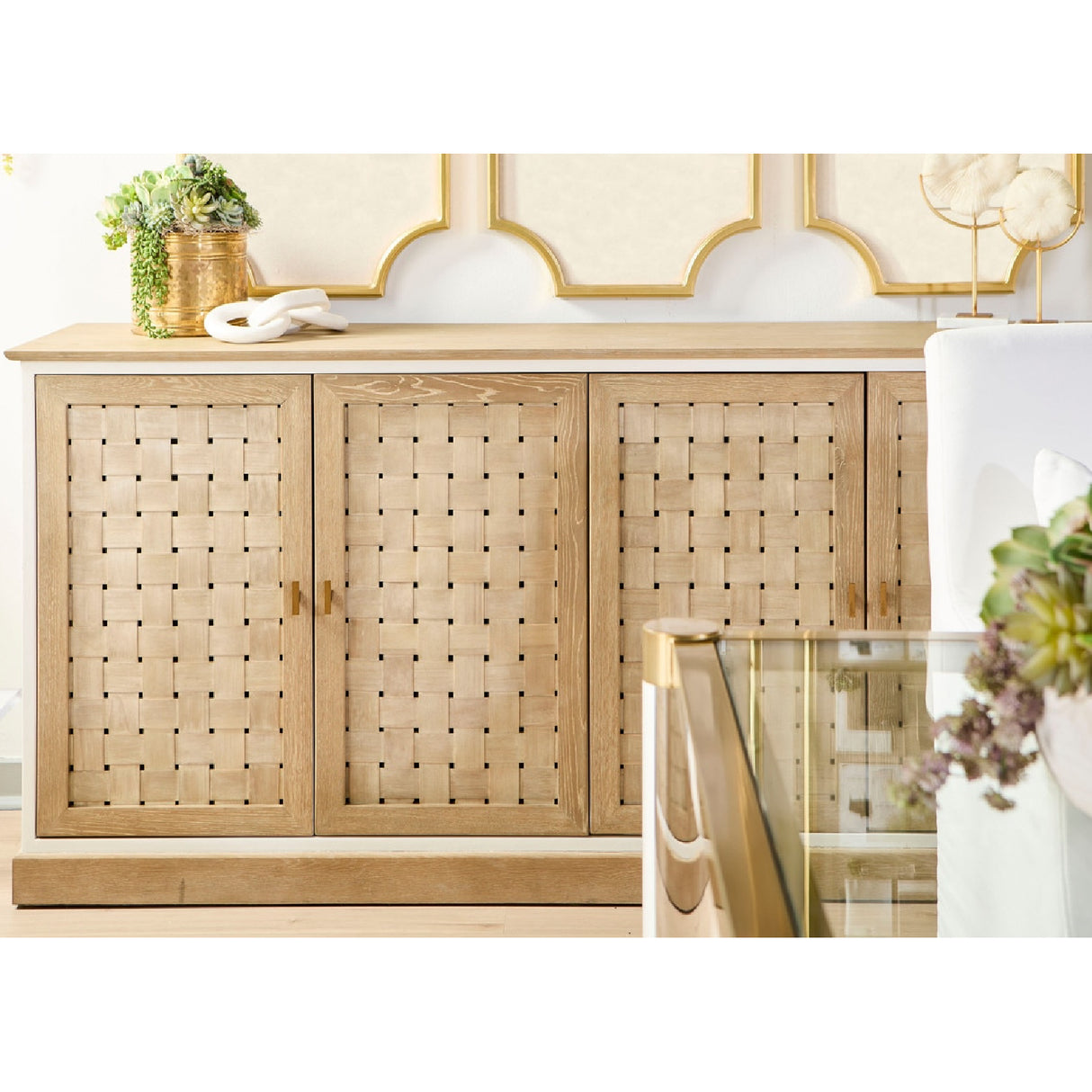 4-Door Woven Style Oak Sideboard | Oroa.com