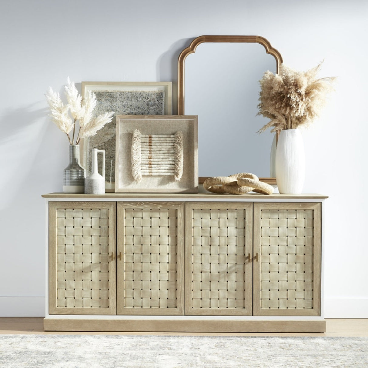 4-Door Woven Style Oak Sideboard | Oroa.com
