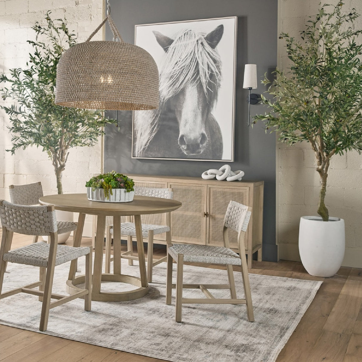 4-Door Gray Cane Media Sideboard | Oroa.com