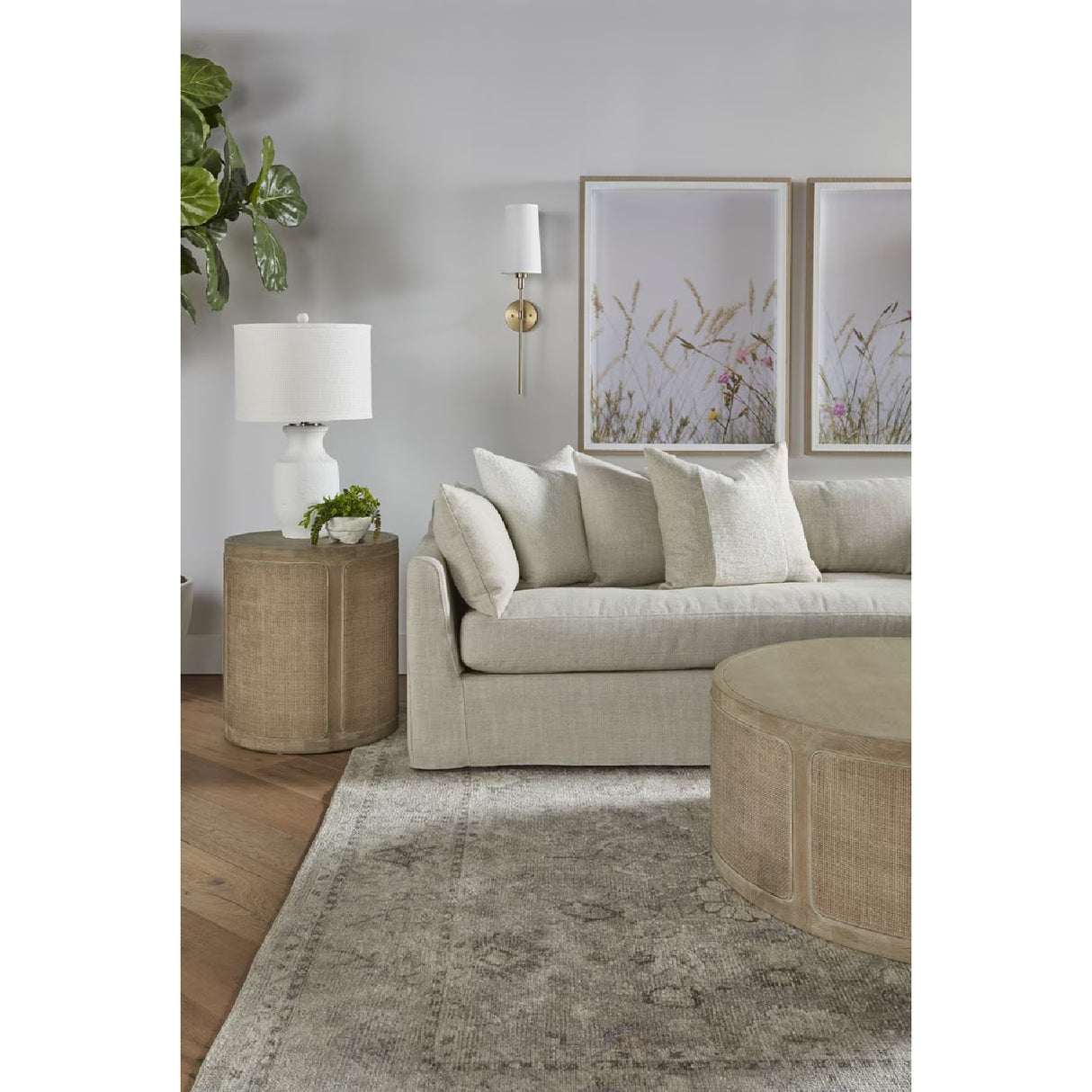 Gray Oak Cylindrical End Table | Oroa.com