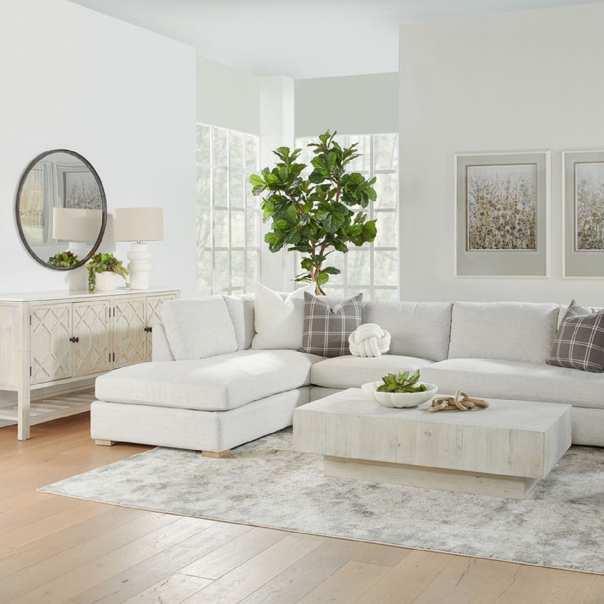 Whitewashed Pine Wood Coffee Table | Oroa.com