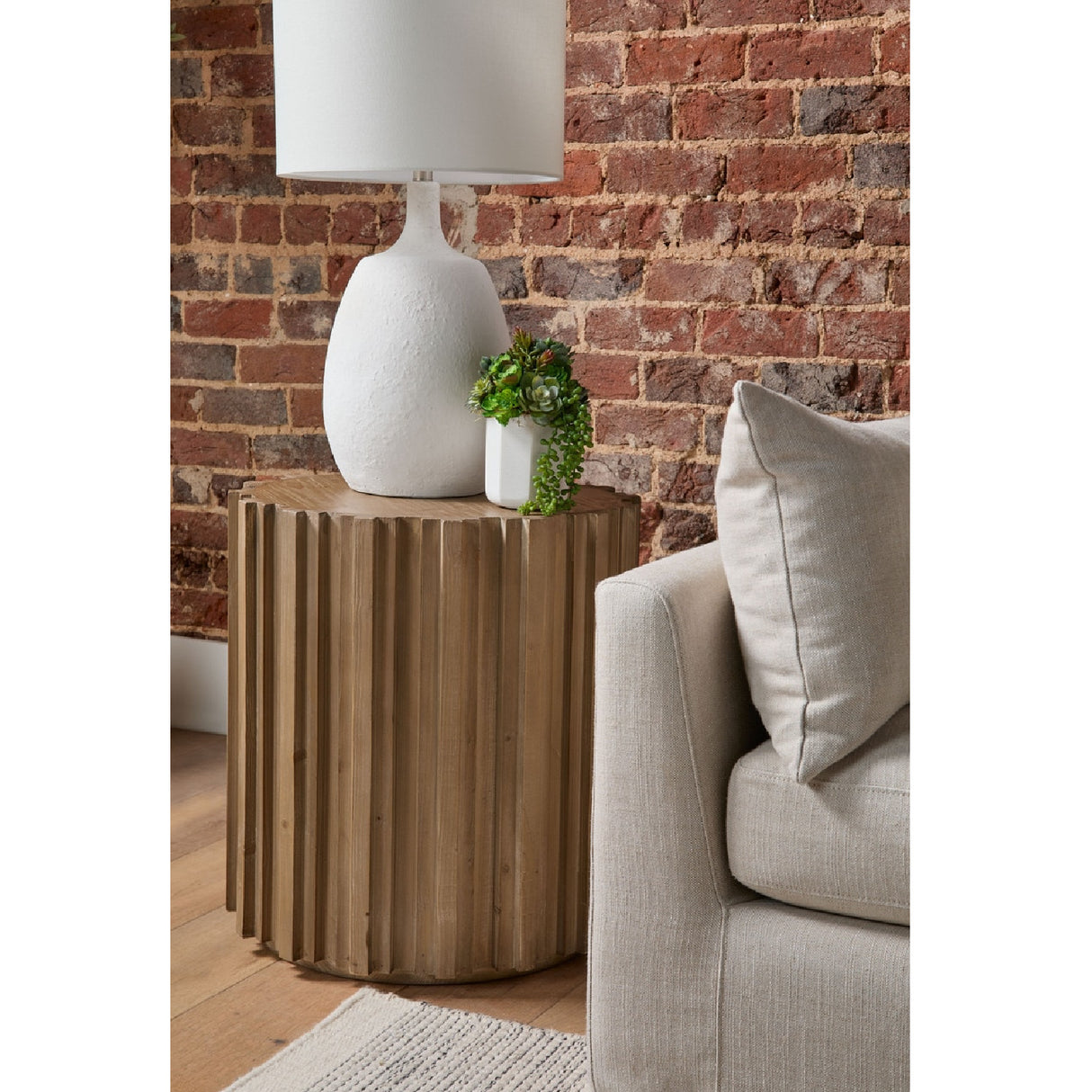 Fluted Pine End Table | Oroa.com