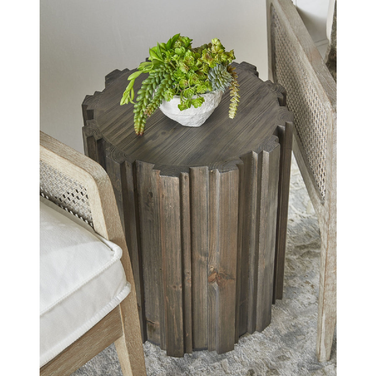 Fluted Pine Accent Table | Oroa.com