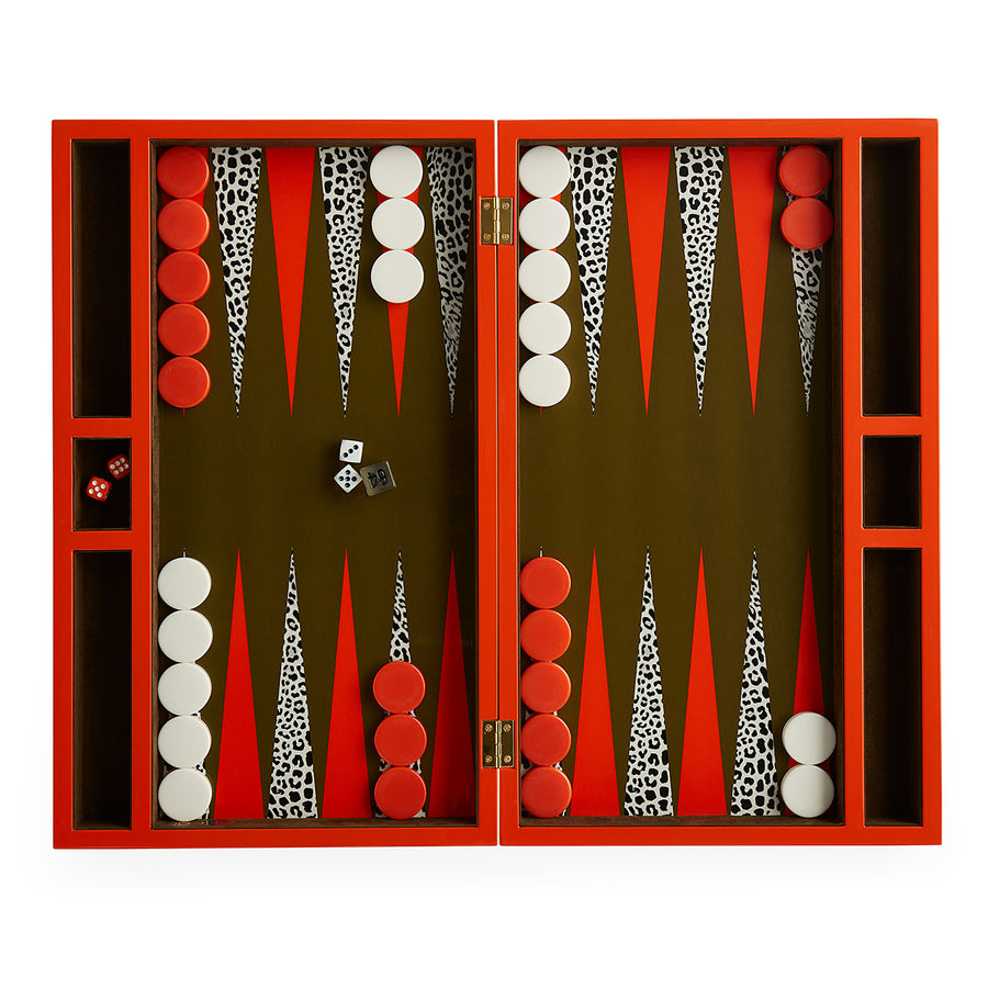 High-Gloss Backgammon Set | Jonathan Adler Leopard | Oroa.com