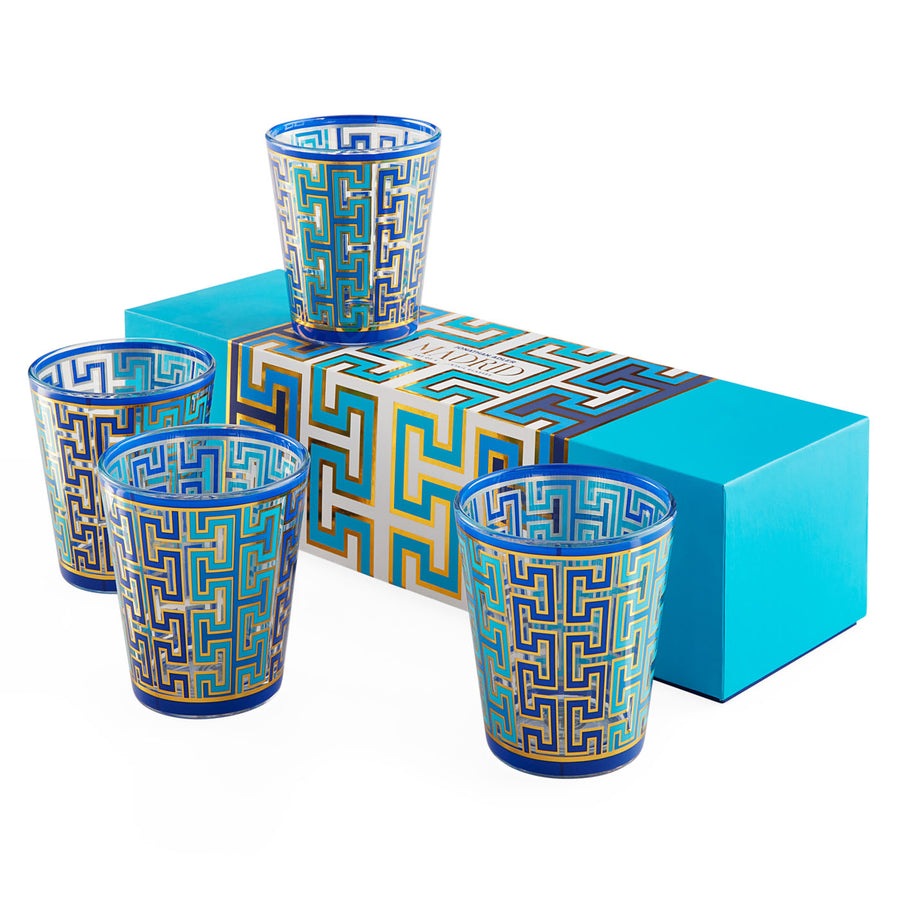 Blue Patterned Glassware Set (4) | Jonathan Adler Madrid | Oroa.com