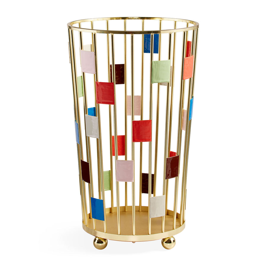Wheeled Brass Umbrella Stand | Jonathan Adler Miami | Oroa.com