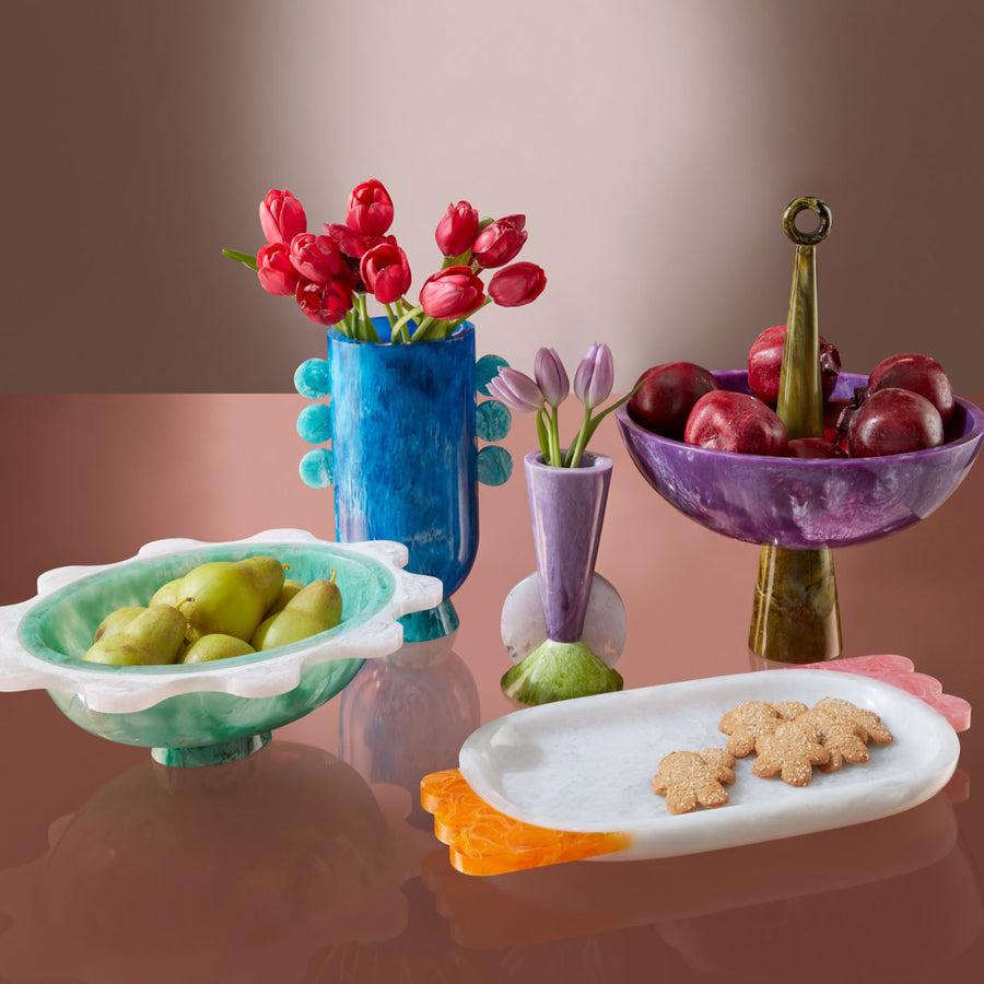 Blue Marbleized Vase | Jonathan Adler Mustique Disc | Oroa.com