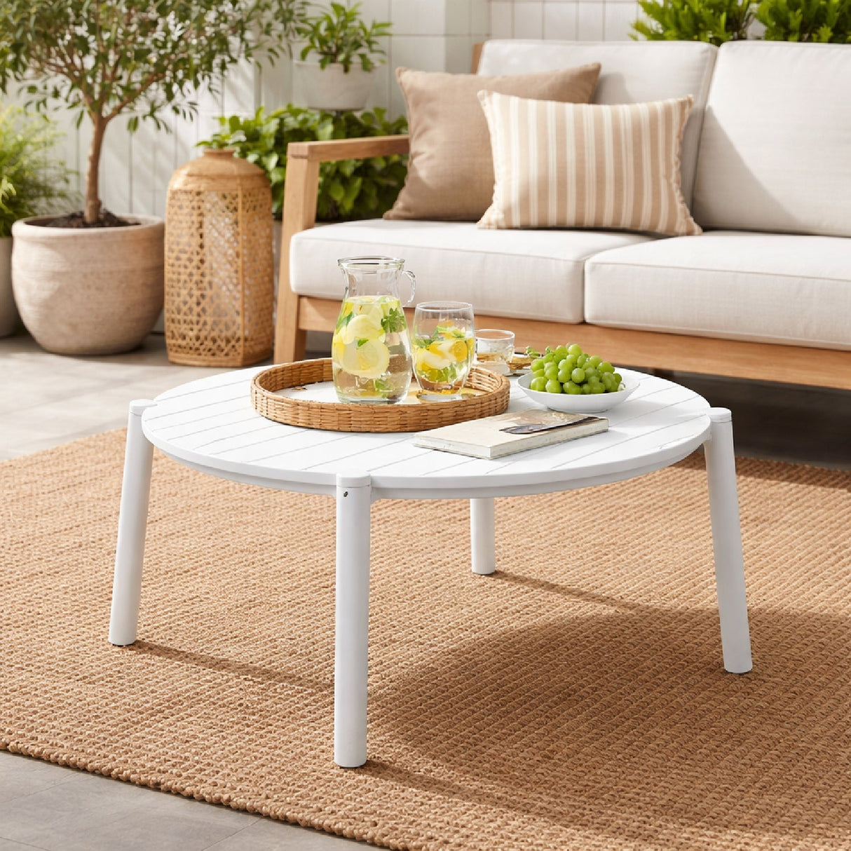 Slatted Round Outdoor Coffee Table | Oroa.com