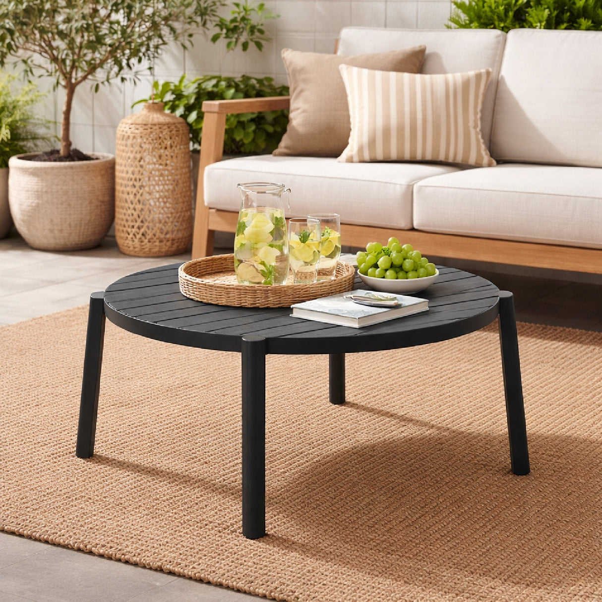 Slatted Round Outdoor Coffee Table | Oroa.com