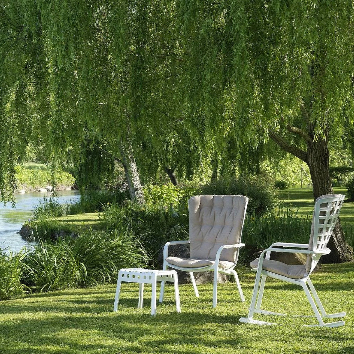 Square Perforated Outdoor Footstool | Oroa.com