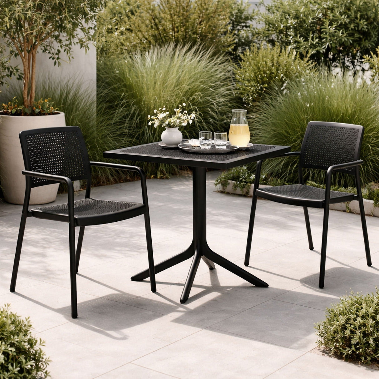 Perforated Square 4-Spoke Outdoor Dining Table | Oroa.com