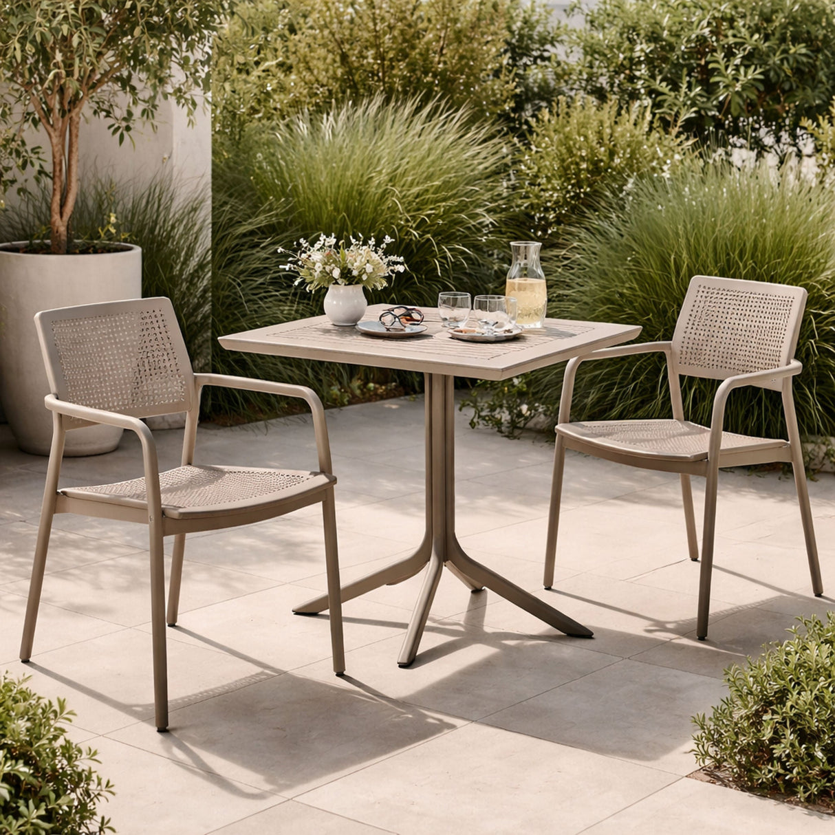 Perforated Square 4-Spoke Outdoor Dining Table | Oroa.com