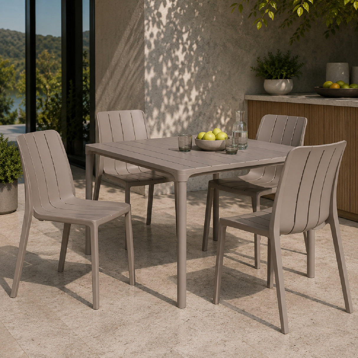 Slatted Outdoor Monobloc Dining Chair | Oroa.com