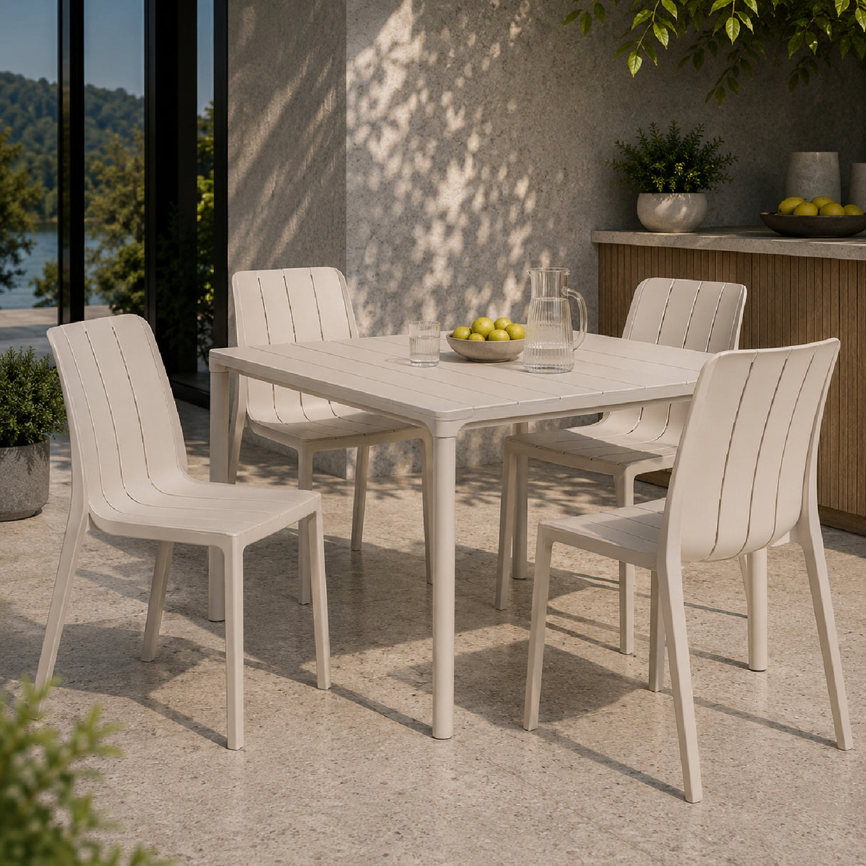 Slatted Outdoor Monobloc Dining Chair | Oroa.com
