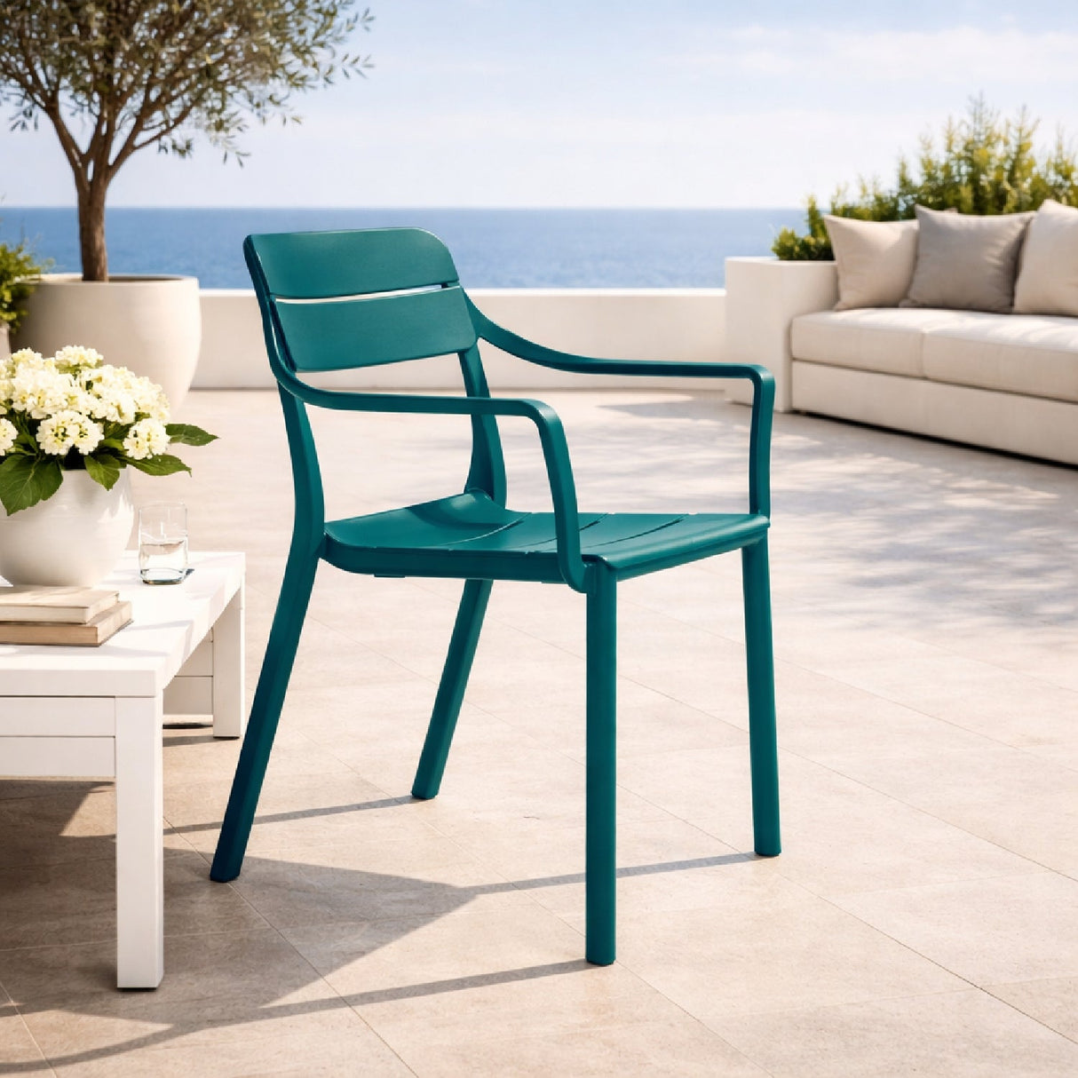Fiberglass Outdoor Monobloc Dining Armchair | Oroa.com