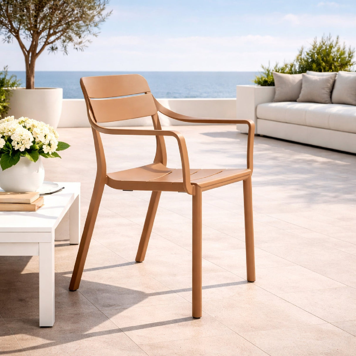 Fiberglass Outdoor Monobloc Dining Armchair | Oroa.com