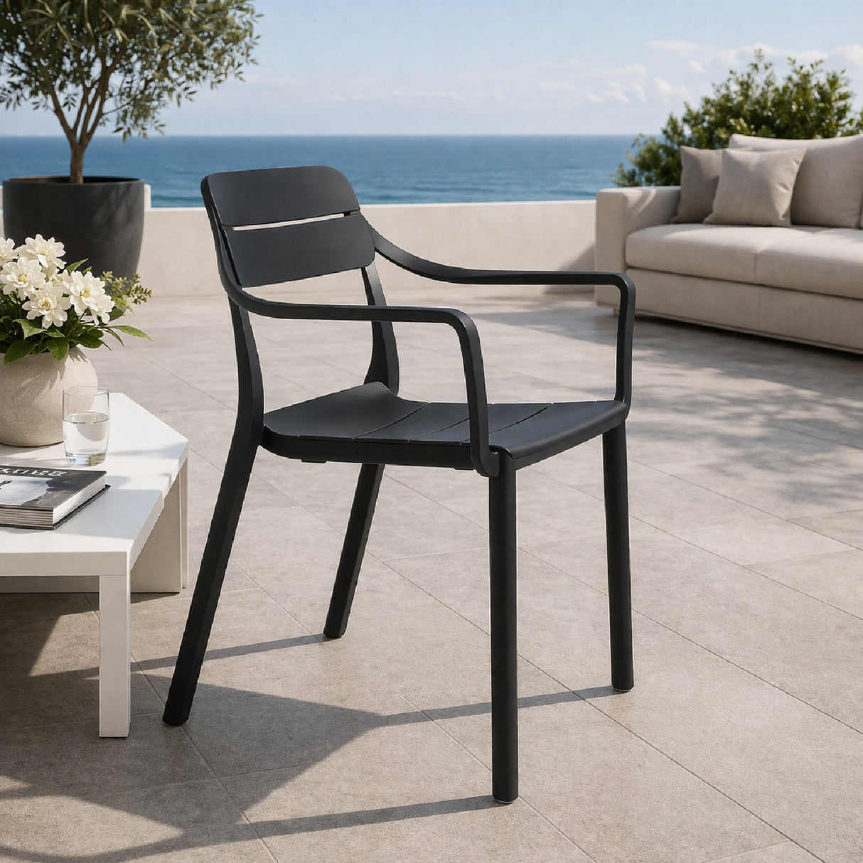 Fiberglass Outdoor Monobloc Dining Armchair | Oroa.com