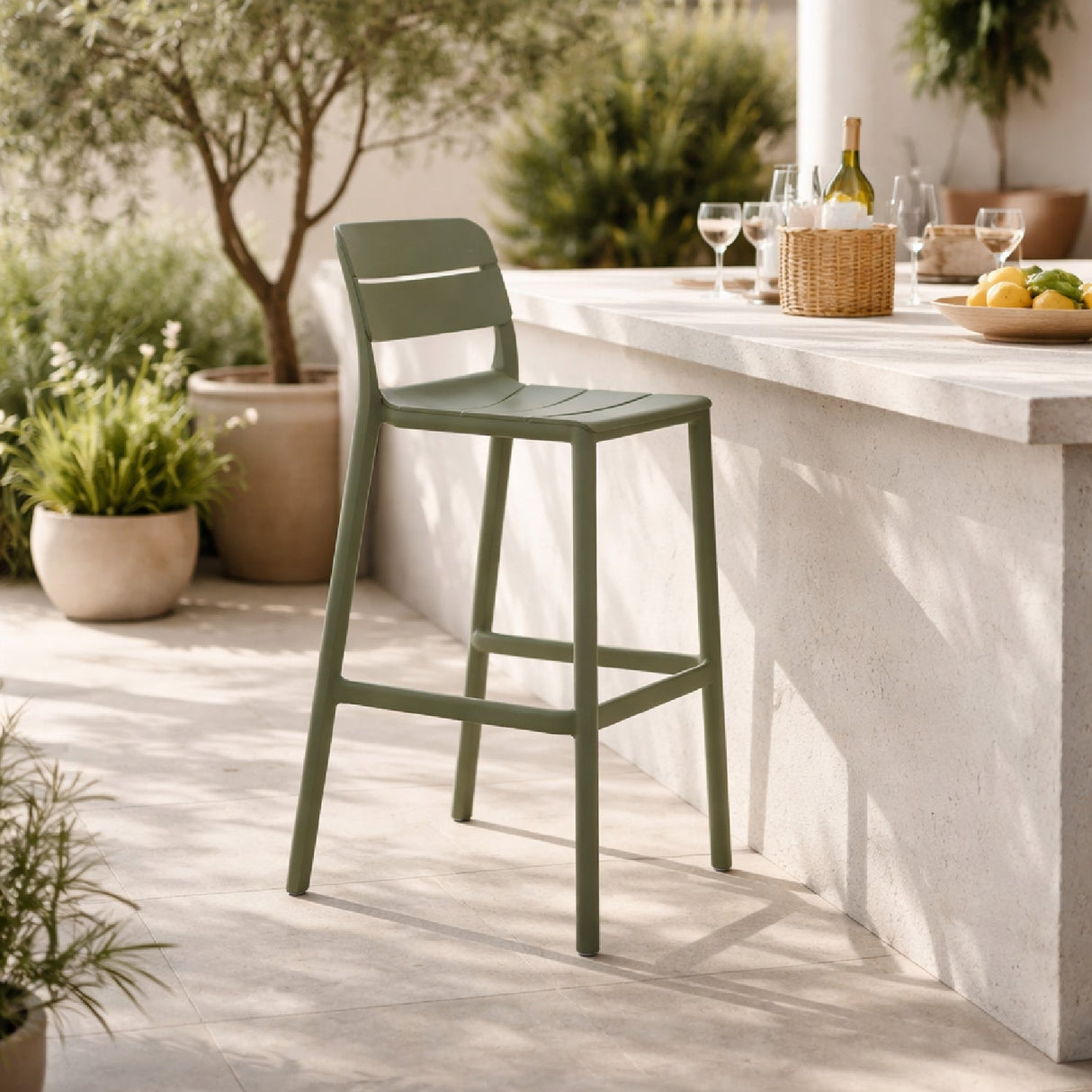 Regenerated Fiberglass Outdoor Bar Stool | Oroa.com