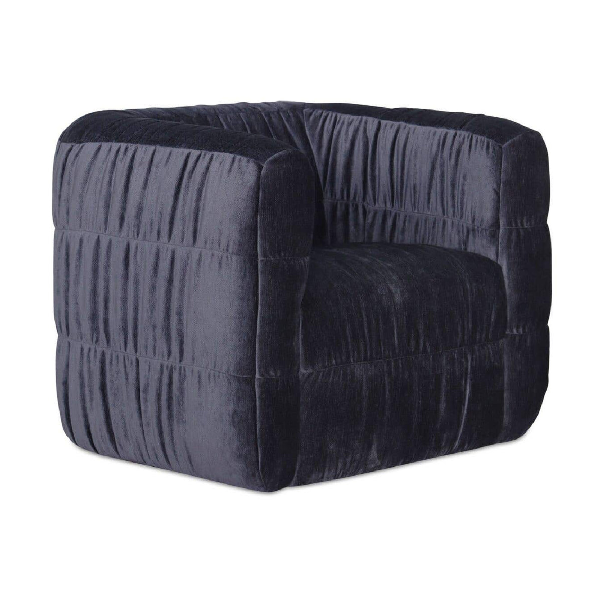 Blue Ruched Chenille Swivel Chair | Oroa.com